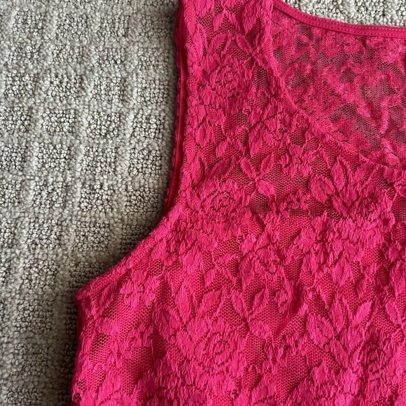 NWT Skye's The Limit Womens Large L Pink Lace Floral Dressy Tank Top Valentine - Picture 3 of 12